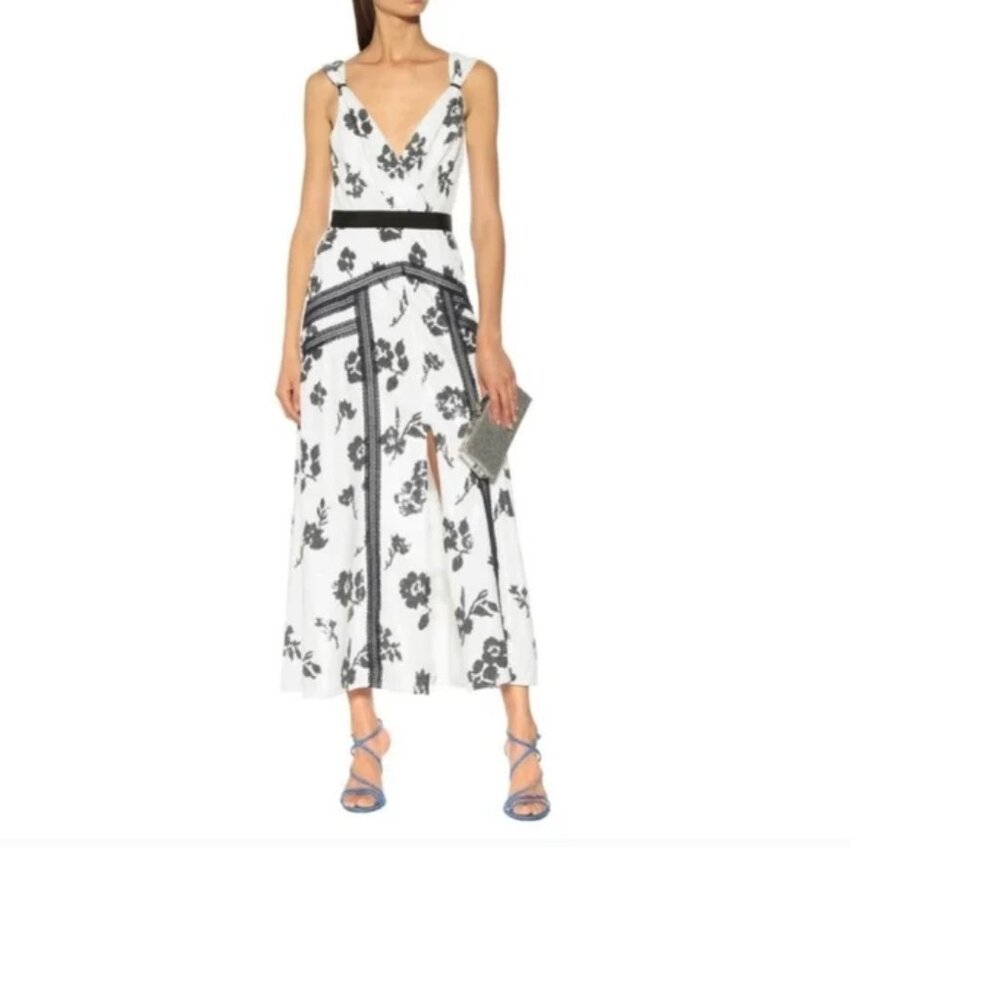 Self-Portrait Black and White Floral Maxi Dress